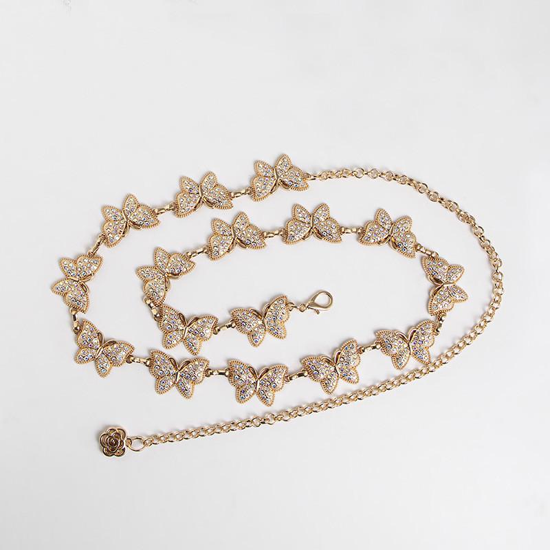 

Fashionable Butterfly Design Waist Chain With Rhinestone Decoration For Women Summer Dress Accessories золотой