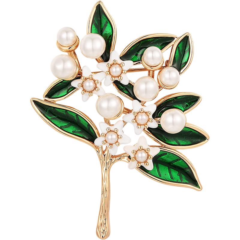 She s Enamel Gardenia Flower Brooch One Size