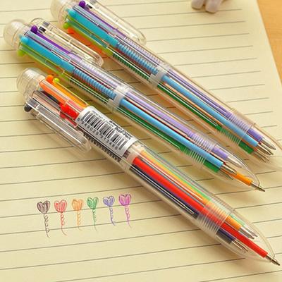 6 Colors 0.5mm Oily Ink Ballpoint Pen Office School Smooth Writing Ball Pen