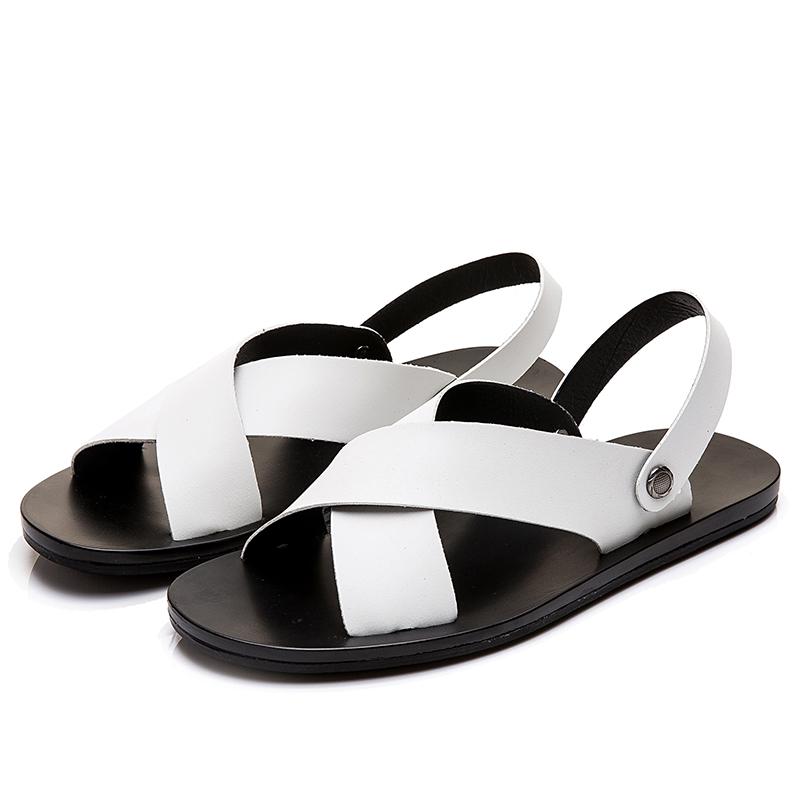 

Мужские сандалии Летние элегантные пляжные сандалии Мужская обувь Кожаные праздничные мужские ретро удобные повседневные сандалии Мужские кроссовки 46 белый