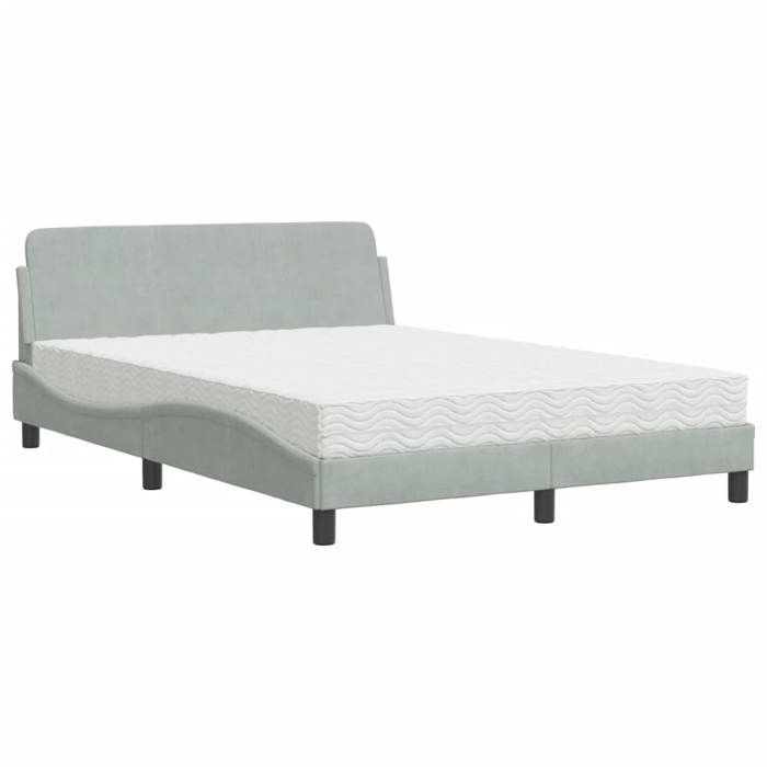 VidaXL Lit avec matelas gris clair 120x200 cm velours 3208371