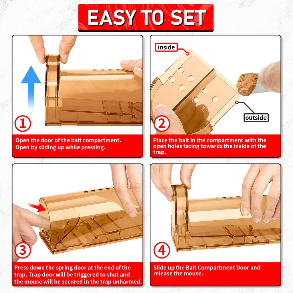 1Pc Mouse Traps - Small Trap Indoor/Outdoor, Live Mouse Trap Catch and Release Ideal No Kill Mouse Traps for Rodents