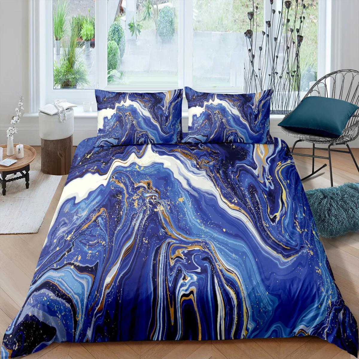 

Пододеяльник Chic Marble Duvet Cover Microfiber Mint Gold Glitter Turquoise Комплект постельного белья Abstract Aqua Blue Quilt Cover Single Twin Full Size 70x133cm 2pcs