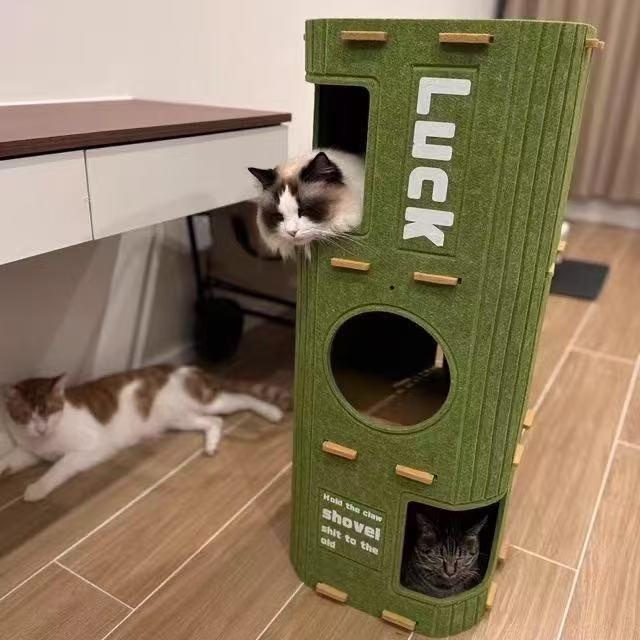 Multi-Layer Cat Tree: Scratching Post, Bed, and Hideout for Multi-Cat Families