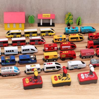 RC Electric Train Set Locomotive Magnetic Train Diecast Slot Toy Fit for Brand Wooden Train Railway Track Toys for Kids Gifts