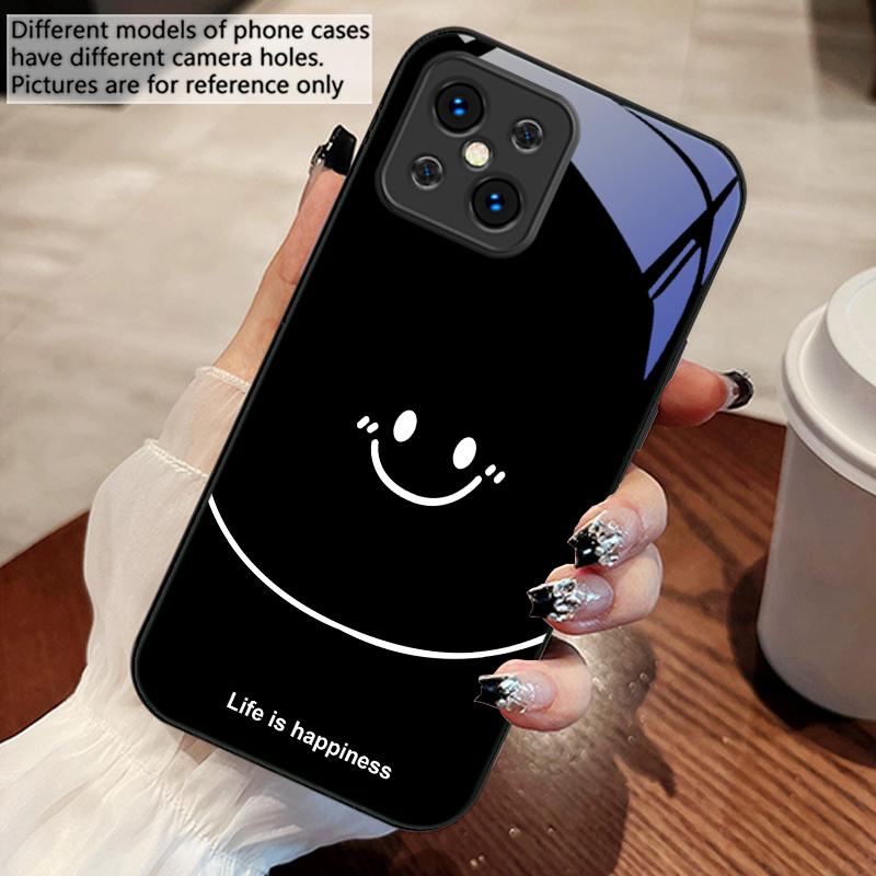 Life is about being happy For Oppo Find X5 X8 Pro X2 Lite X7 Ultra F11 23 Reno4 Z 6 Pro A72 58 78 73 16 98 A54S Glass Phone Case