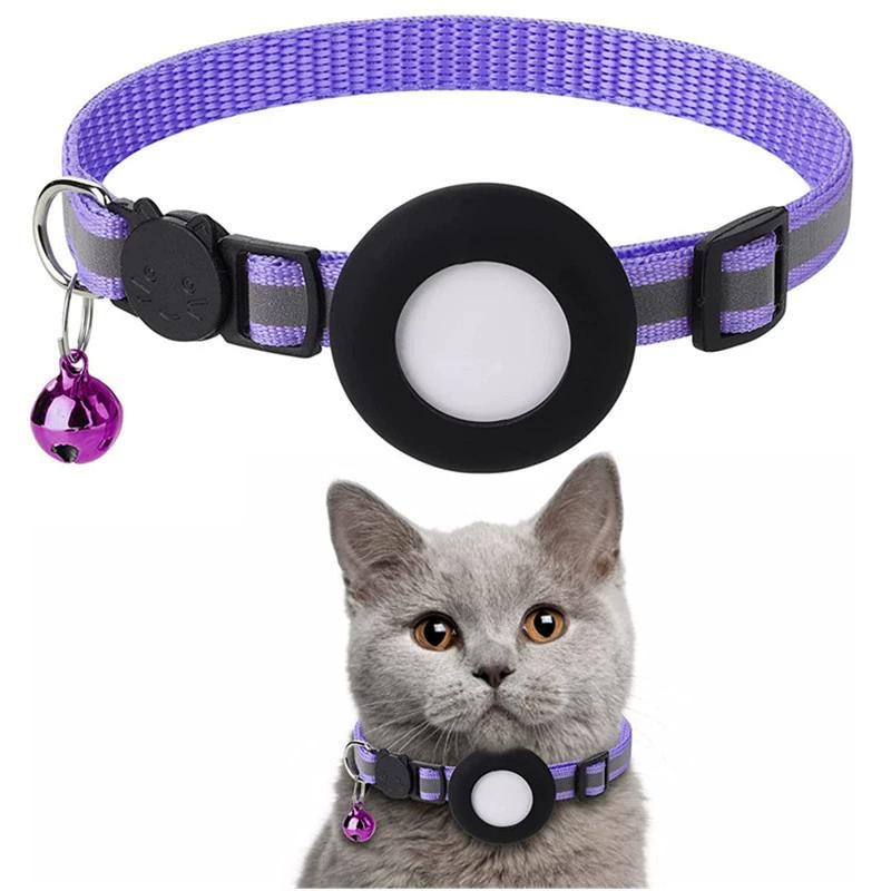 2Pcs Cat Collar with Protective Case, Reflective Nylon Pet Collar with Safety Buckle & Bell, Anti-Lost Adjustable Collar