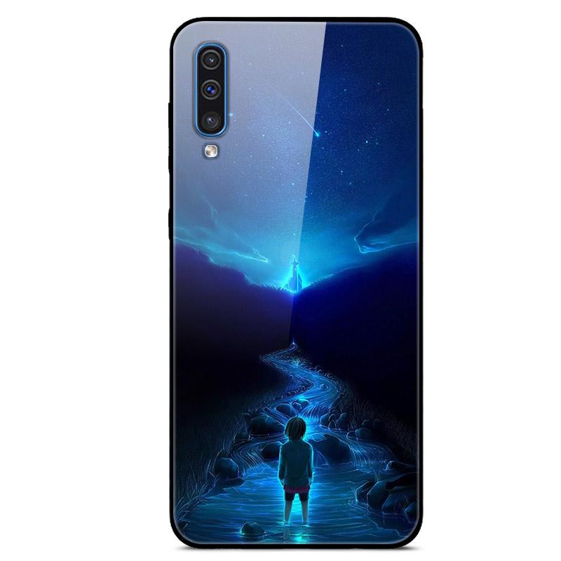 For Samsung A50 Case A51 Tempered Glass Planet Space Cover Glass Back Case for Samsung Galaxy A50S A51 A50 A 50 Fundas Coque