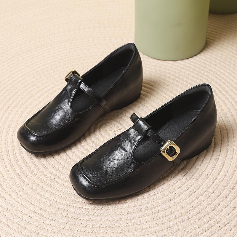 Fashion Mary Jane Retro Forest Style Casual Flat Shoes 2025 New Design Height Increased Women Shoes T-strap Daily Women Shoes