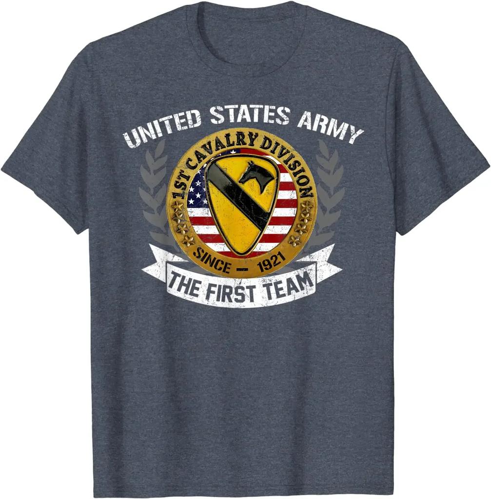 T-shirt Unisex Veterano Esercito USA 1ª Divisione di Cavalleria Aerea Manica Corta Casual 100% Cotone Girocollo Magliette Estive