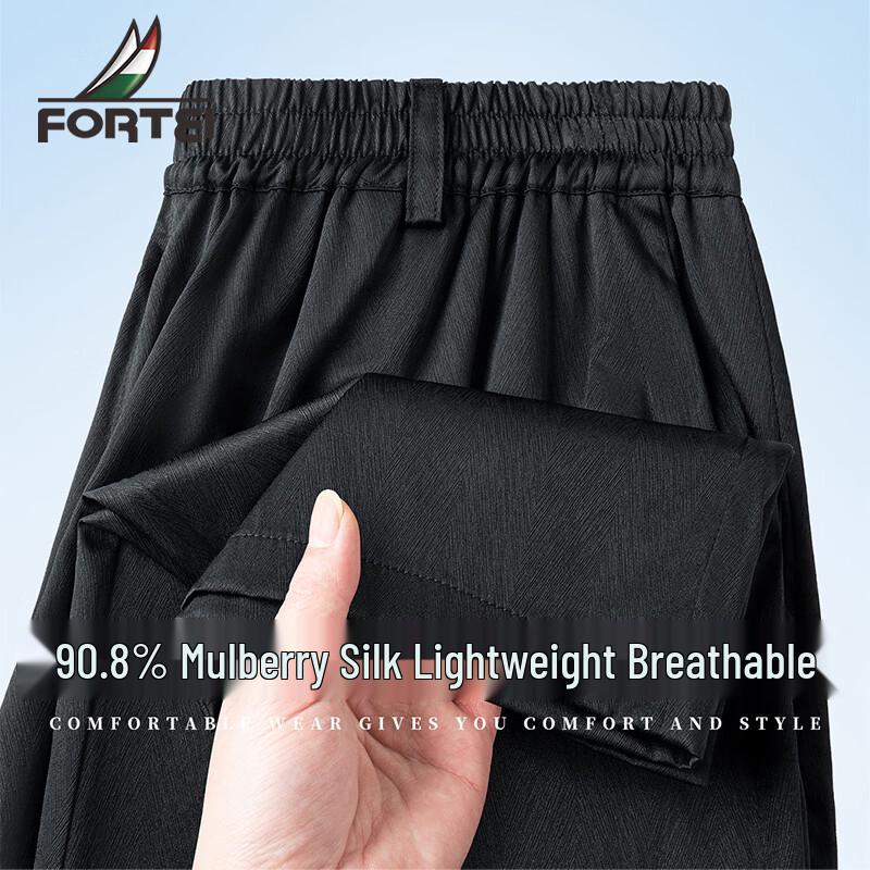 Men s Silk Blend Satin Casual Trousers L