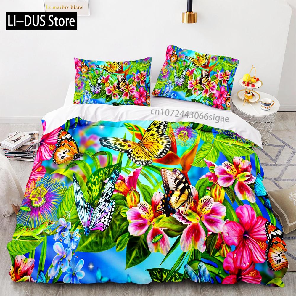 

Butterfly Bedding Set Single Twin Full Queen King Size Mountain Elf Bed Set Aldult Kid Bedroom Duvetcover Sets 3D Anime 034 135x200cm