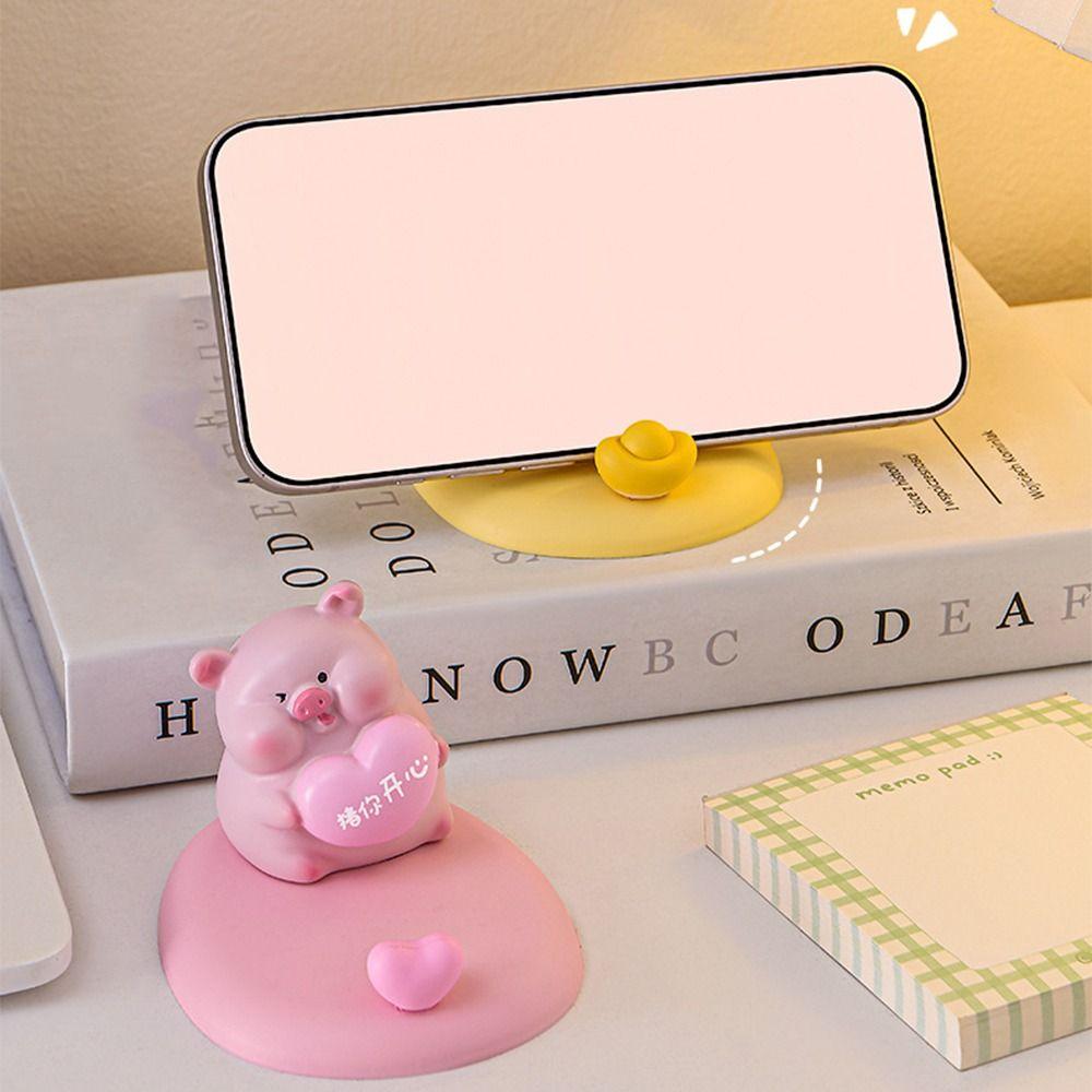 Pig Shaped Cartoon Pig Phone Stand Lovely Cute Pig Phone Rack Desktop Decoration