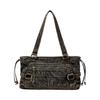Washed Denim Square Shoulder Bag Black