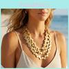 Bohemian Geometric Wooden Beaded Multilayer Necklace For Beach And Vacation Style Women