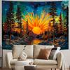 Forest Sun Tapestry Trippy Nature Tree Tapestry Hippie Boho Mountain Wall Tapestries Vintage Aesthetic Starry Sky Tapestries