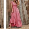 Bohemian Floral Maxi Dress - V-Neck Empire Waist Patchwork