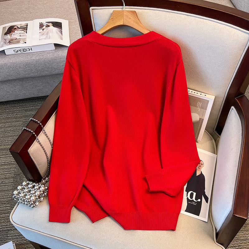Plus Size Women's Loose Knit Cardigan Sweater (Bust 150-160 cm, 200-350 Jin) - Style 8308