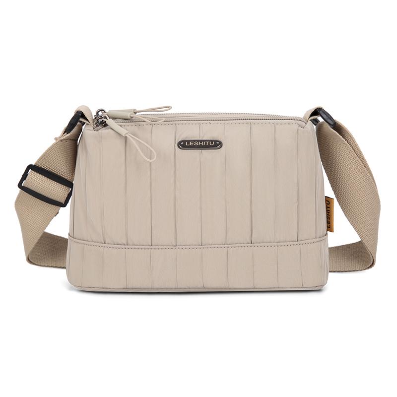 Trendy Pleated Nyl Women Shoulder Bag Casual Crossbody Messenger Tote Purse Lightweight Aesthetic for Daily Travel Shopping