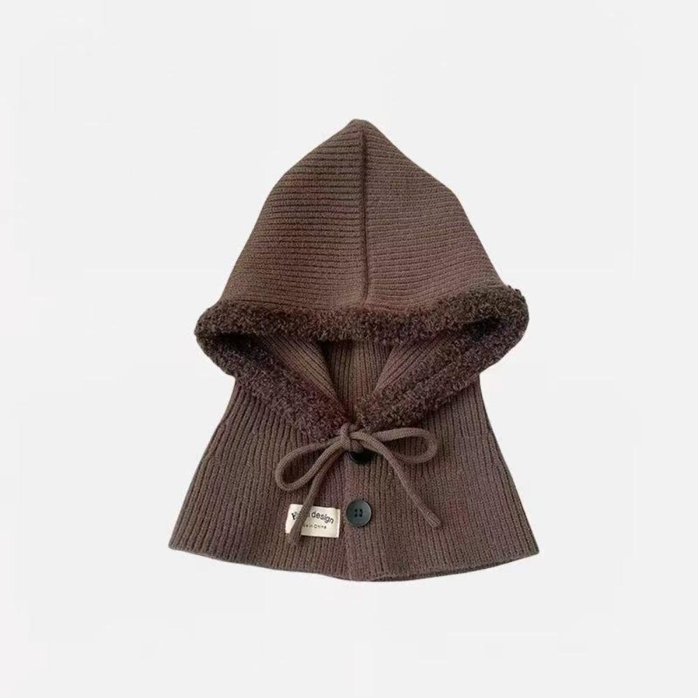 Solid Color Knitted Hooded Cap Wool Blend Earflap Hat Simple Winter Cap Outdoor