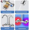 360 Rotate Wall Mounted Kitchen Faucet Double Handle Operation Strong Brass Construction Hot Cold Water Control