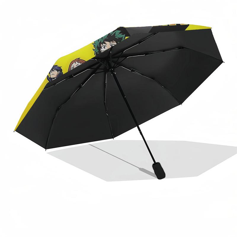 1pc My Hero Academia: Automatic Opening/Closing Umbrella with Portable Tri-Fold Design, 8-Bone Iron Frame - Outdoor for Fans, Travelers, Everyday Use,