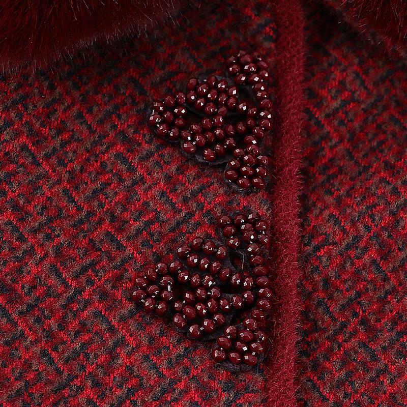 Elderly Women's Stylish Mink Velvet Thickened Winter Coat