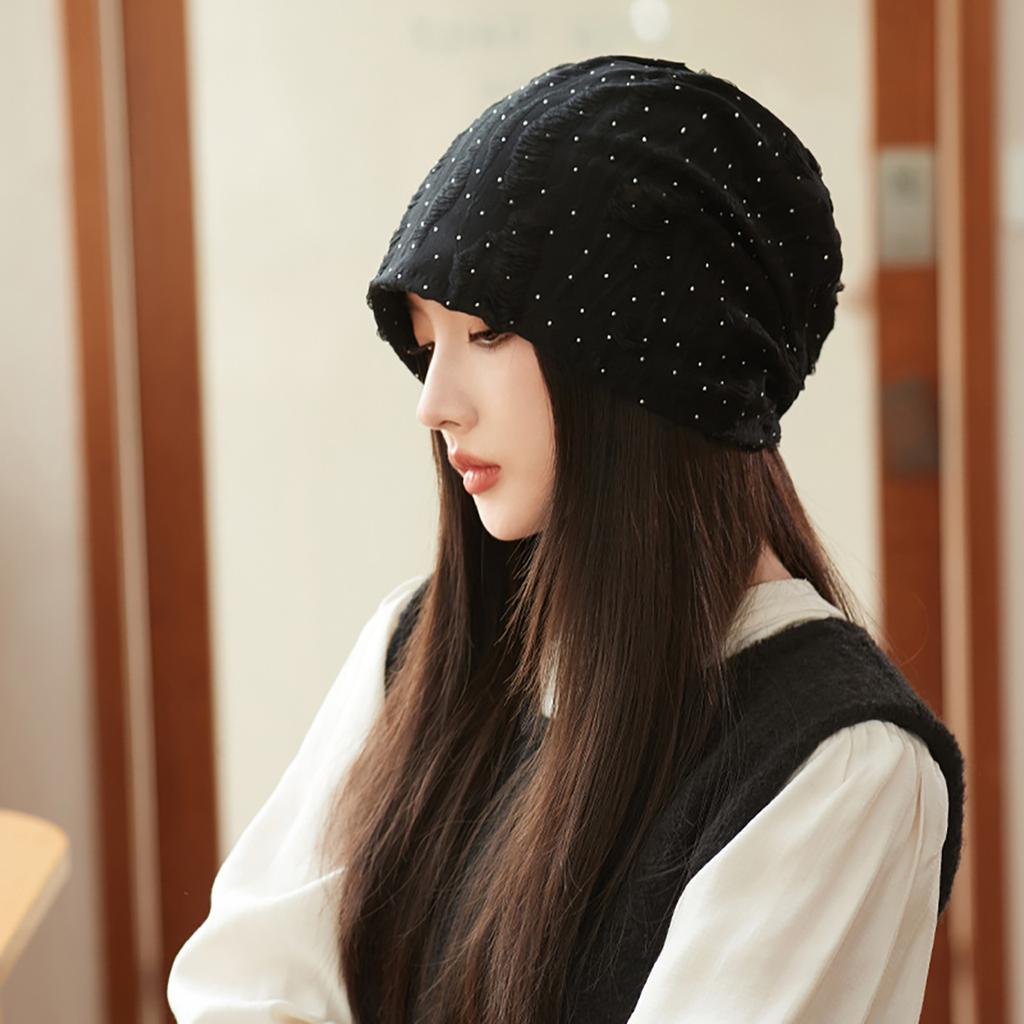 Autumn Baggy Beanies for Women Korean Holes Ear Protection Sloughy Hats Solid Color Lady Girl Pullover Caps