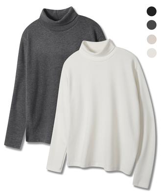 POLYGRAM Turtleneck z miękkim wykończeniem, z długim rękawem - 4 kolory