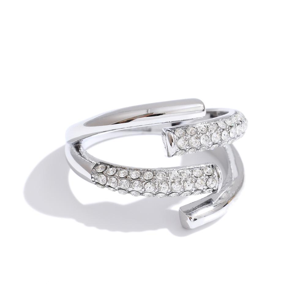

Yhpup Stainless Steel Adjustable Zirconia Layered Ring for Women New Arrival Delicate Popular Fashion Modern Jewelry Recommend resizable