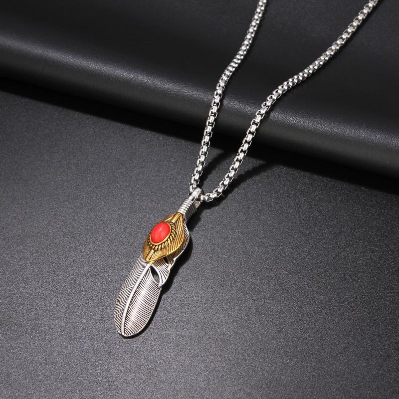 Feather Necklace Men'S And Women'S Trend Brand Leaf Eagle Claw Reproduction Takahashi Pendant Sweater Chain Necklace