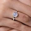 Rainbow Moonstone Round Gemstone Ring, Stacking Ring, Gift For Her, Birthday Gift, Bezel Ring, Handmade Ring, 925 Sterling Silver