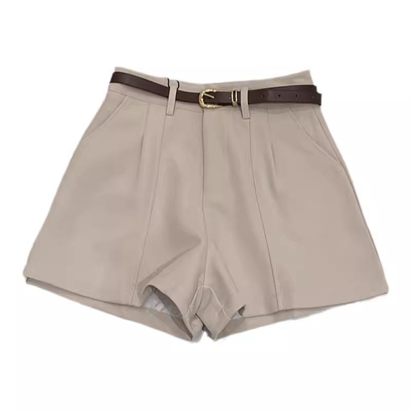 Pantaloni scurți casual de damă 2025 Primăvară Stil coreean Retro Negru cu talie înaltă și picior larg