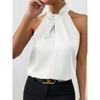 Hanging Neck Sleeveless Imitation Silk Top Halterneck Sleeveless Imitation Silk Tops