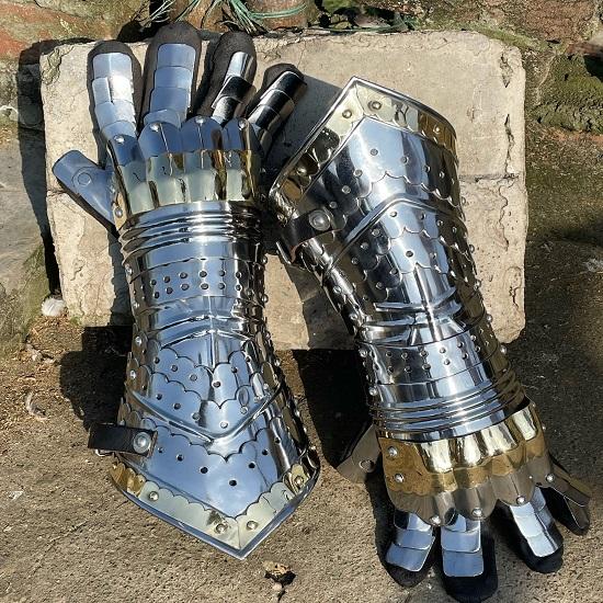 Knight Gauntlet Armor Gothic Gloves Set Halloween Cosplay Accessories Role Play Costume
