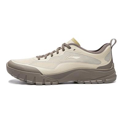 Li Ning Sandstone Sports Comfortable Shock Absorbing Wear Resistant Low Top Casual Shoes Men Casual Shoes Light-Brown AGCW113-3