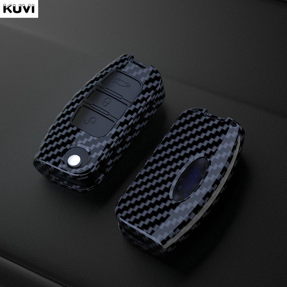 ABS Carbon Fiber Car Key Case Cover For Ford Fiesta Focus 2 Ecosport Kuga Escape Falcon B-Max C-Max Eco Sport Galaxy Accessories
