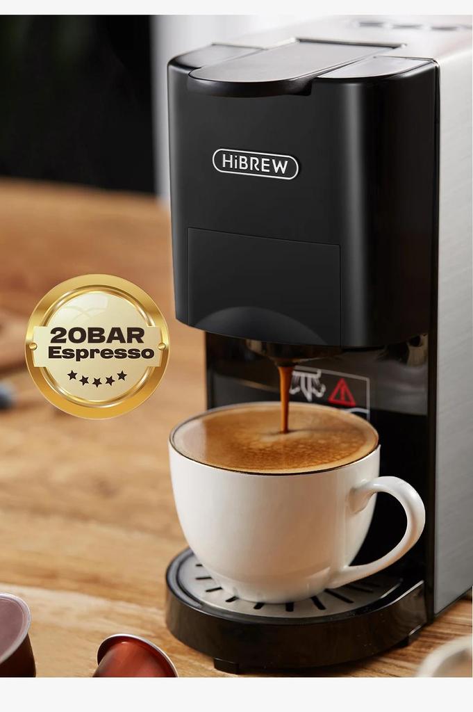 HiBREW Coffee Machine 5in1 Multiple Capsule Espresso Dolce Milk&Nespresso&ESE Pod&Powder Coffee Maker Stainless Metal H3A