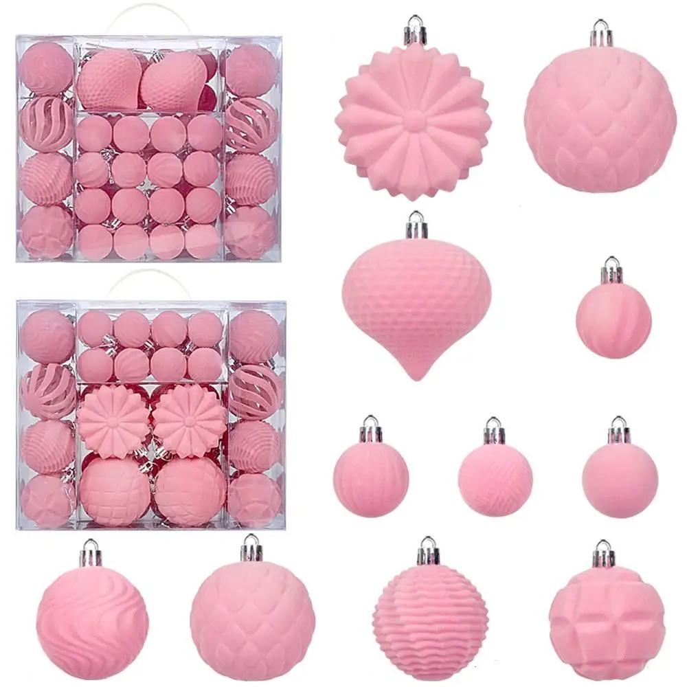 48pcs/set Velvet Christmas Ball Ornaments Christmas Decoration Box Set Products Set Ball Pendant Ball 4/6/8cm Christmas Hom Y8M5