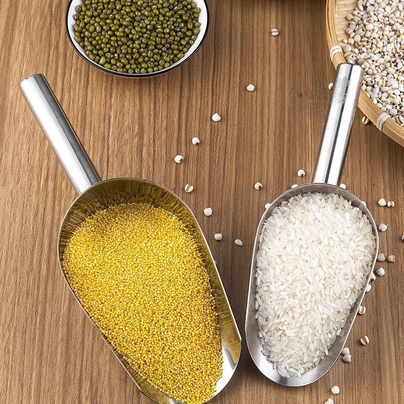 

Stainless Steel Thickened Ice and Flour Shovel - Plastic Scoop for Rice, Tea, and Food. Small Regular