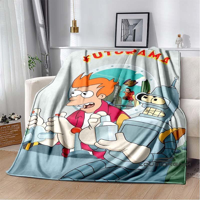 Cartoon (Futurama) Print Blanket. A Warm and Comfortable Flannel Blanket Suitable for Bedrooms, Sofas, Beds, Chairs, Picnics,