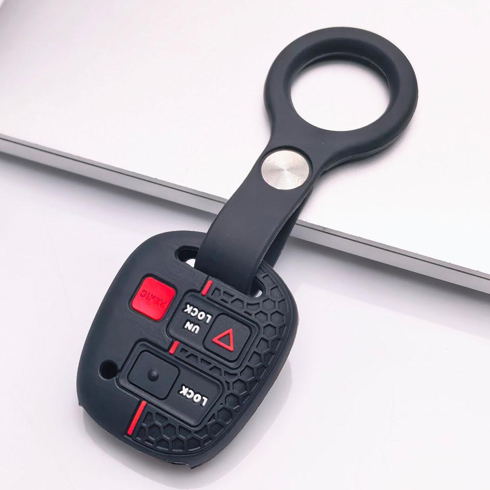 Silicone Key Fob Cover with Matching Wrist Strap for Toyota Camry Prado FJ Cruiser Previa RAV4, Fits Toyota Camry Cruiser RAV4, Protective Accessory чёрный