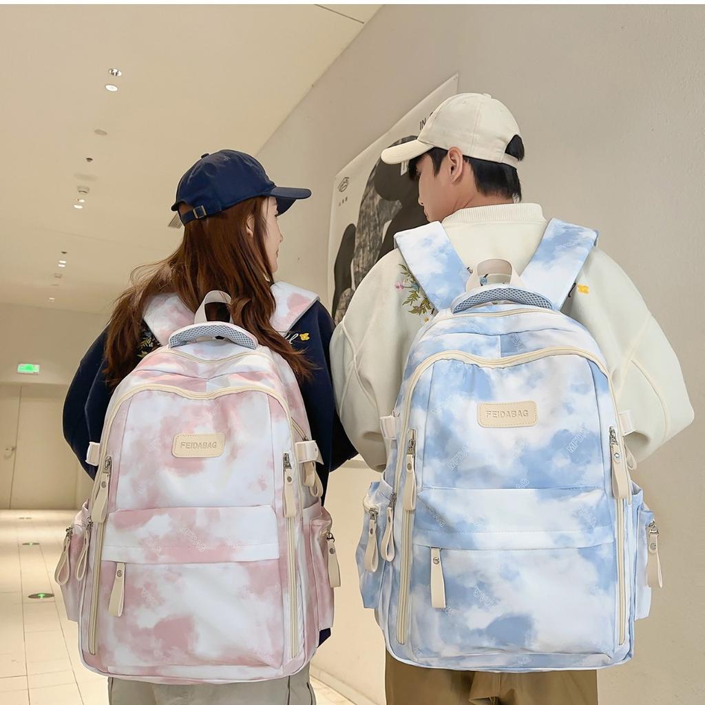 Schoolbag Personality Trend Tie-dye Backpack Male and Female Versatile College Student School Bag Fashion Large Capacity Junior High School Student