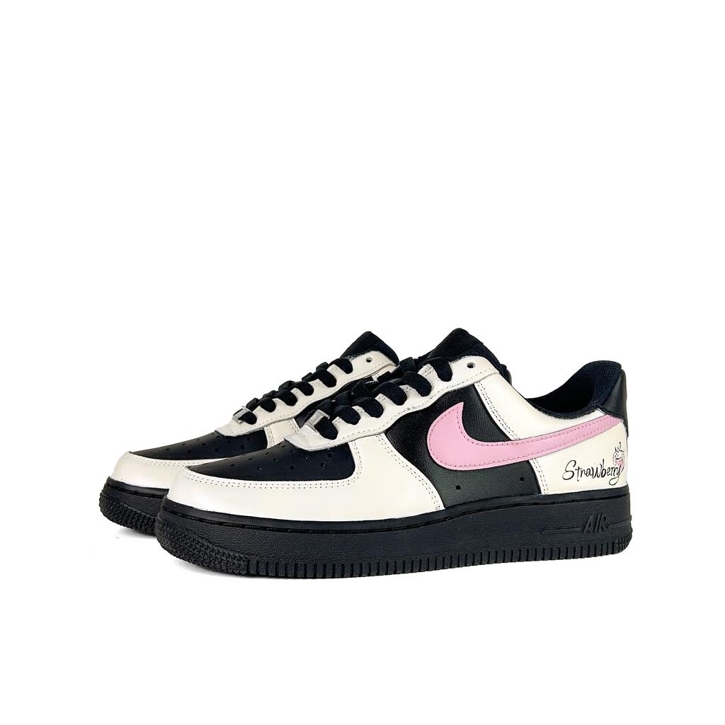 Nike Air Force 1 Leather Abrasion Resistant Slip Resistant Low top Skateboard Shoes Women's Black Pink DD8959-001()