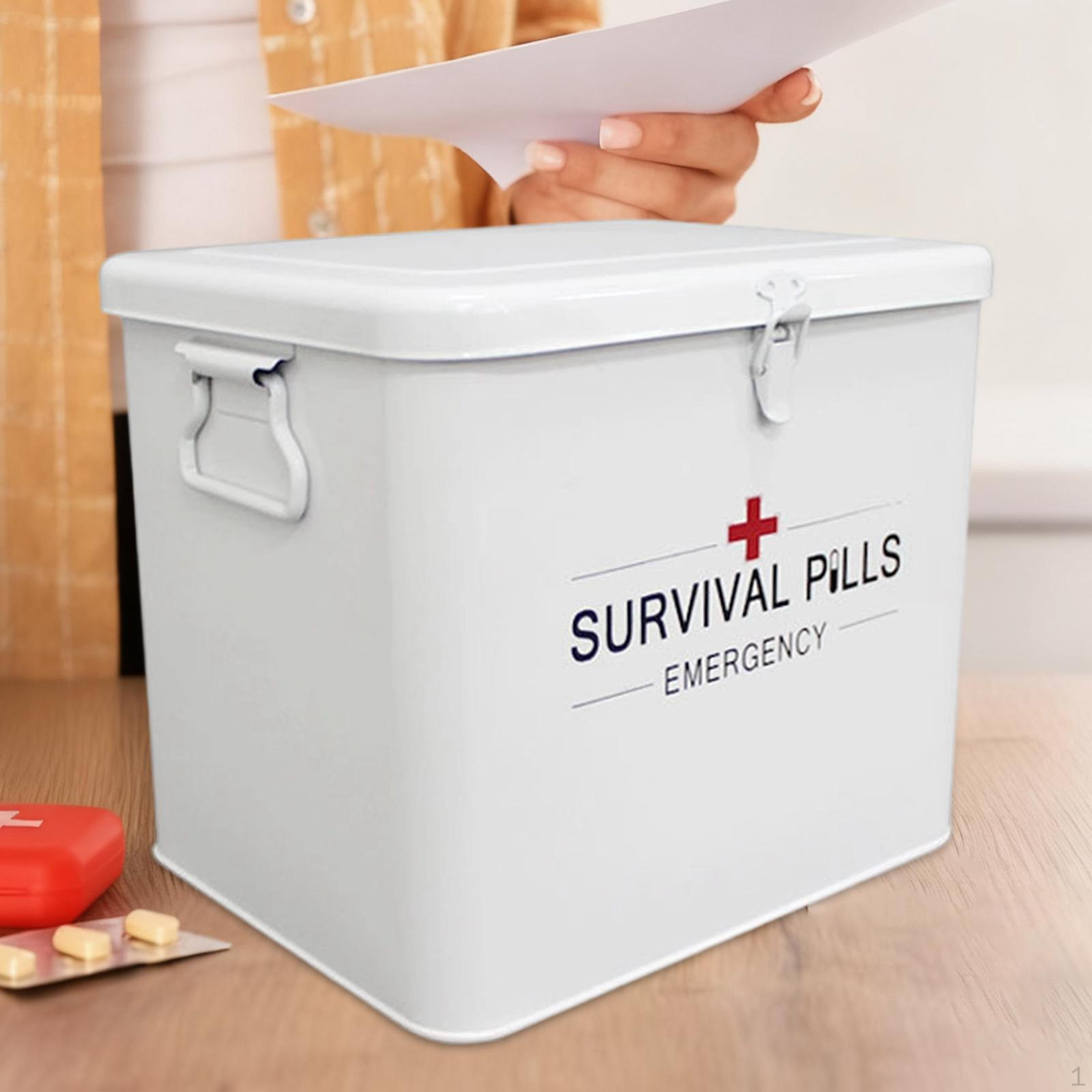 

First Aid Storage Box Medicine Cabinet 9.2x7.2x8.2inch Removable Tray with Carry Handle белый