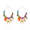 Ocean Theme Drop Dangle Earring Round Shell Charm Earrings New Hoop Pendant Earrings  Jewelry