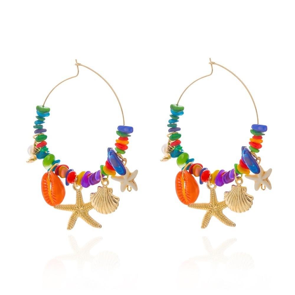 Ocean Theme Drop Dangle Earring Round Shell Charm Earrings New Hoop Pendant Earrings Jewelry