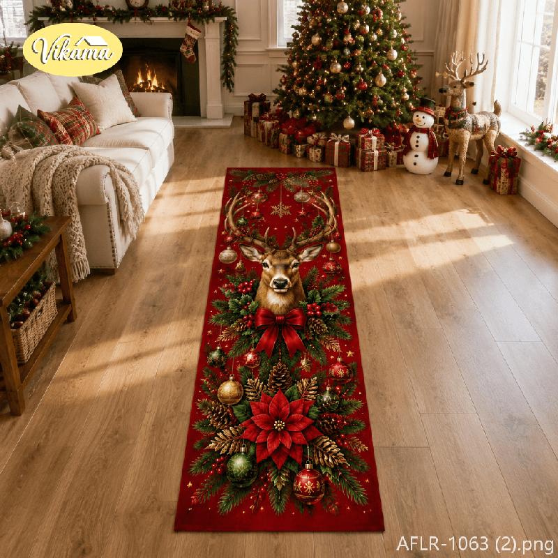 Christmas Rectangular Rug, Non-Slip, Absorbent Kitchen and Hallway Rug, Hallway and Entryway Mat, Home Decor