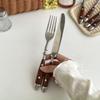 Steak Tableware, Household Stainless Steel Knives, Forks, Spoons, Retro Desserts, Spoons and Forks, a Full Set of Western Tableware Sets