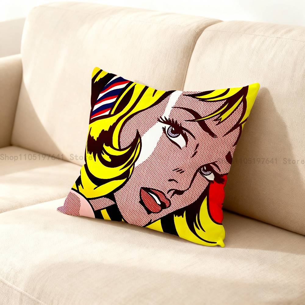 Roy Lichtenstein Pop Art Pillow Case For Sofa Decor Car Office Room Printing Cushion Cover Decorations and Protector